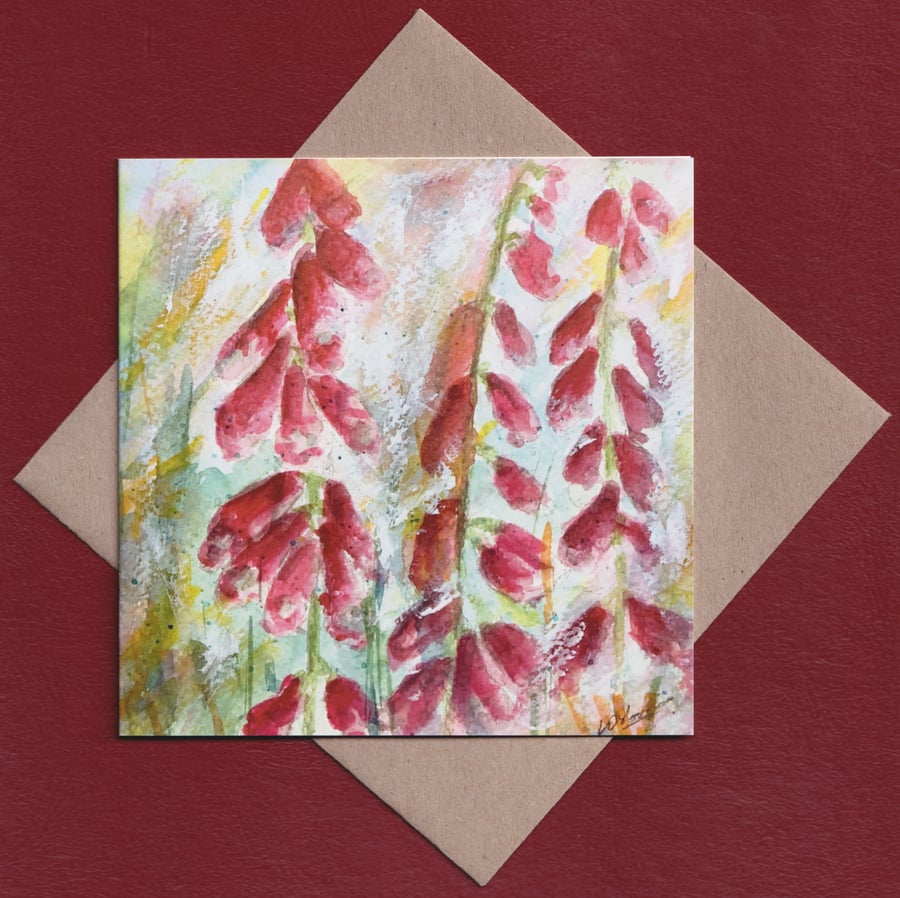 Greetings card - foxgloves - flower card