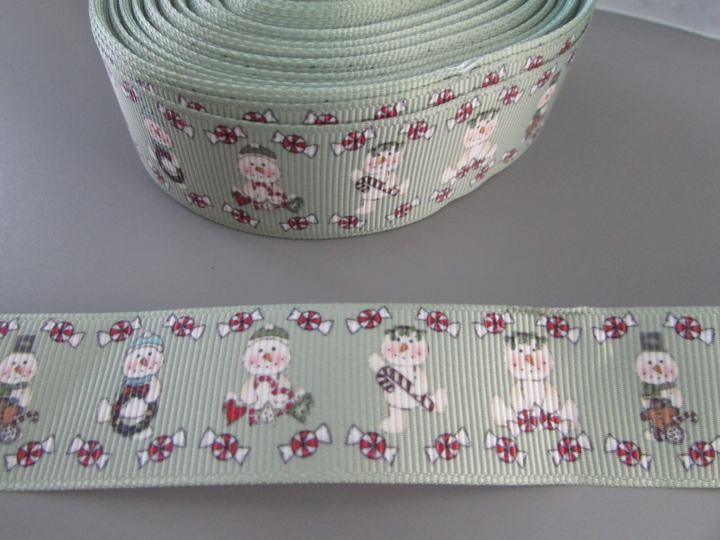 Christmas Snowman 2.5cm Grosgrain Ribbon x 1 metre