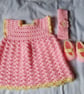 Baby Dress, Shoes and Headband Set 0-3 months 