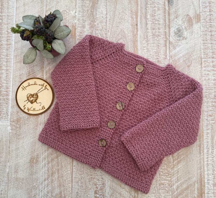 Made To Order Handknitted 'Aster Aran Cardigan 4 sizes. Any colour. 