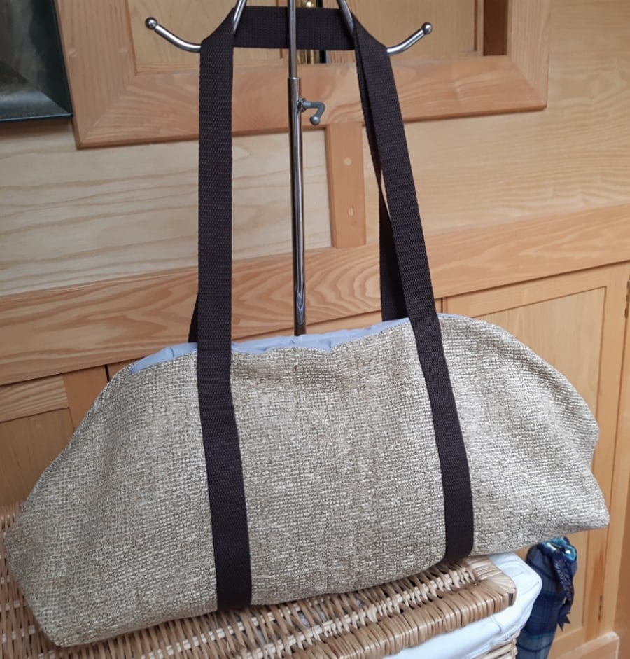 Light brown chenille carpet bag