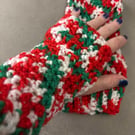 Hand Crocheted Festive Fingerless Wrist Warmers