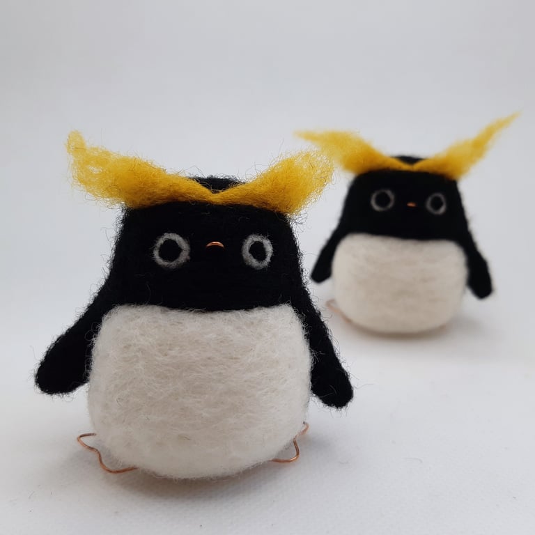 Macadoodle Dandy - needle felted macaroni penguin ornament 