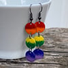 ‘Rainbow Triple’ Enamel Drop Earrings. Sterling Silver Upgrade Available.