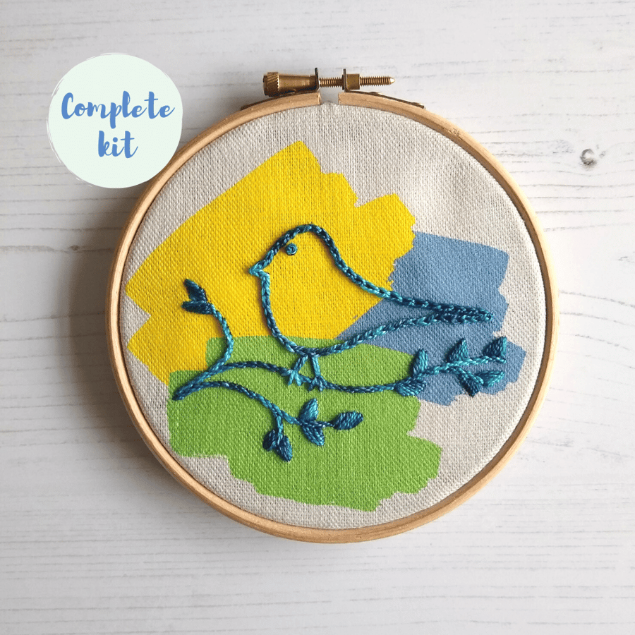 Blue tit embroidery kit
