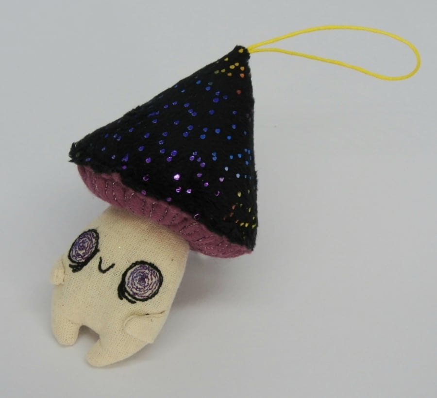 Black Metallic Rainbow Plush Toadstool