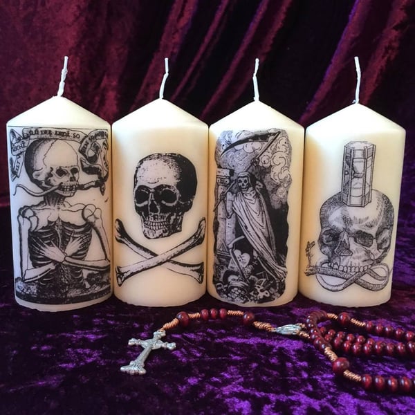 Four Gothic Death Macabre Memento Mori Scented Candles 