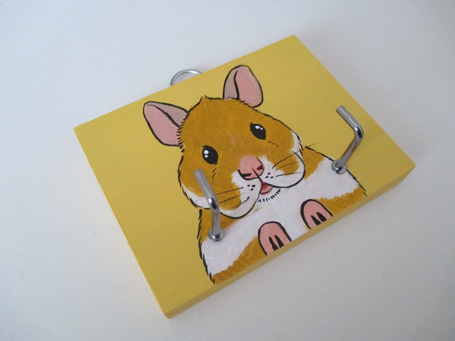Hamster Key Rack Holder Original Painting Hand Painted Pet Animal Design