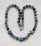 Labradorite and turquoise howlite star knotted cord necklace  - Image 4