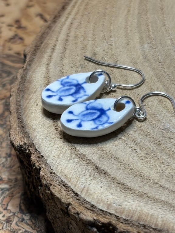 Handmade Earrings, Ceramic, Unique, Eco Christmas Gifts, Sterling Silver.