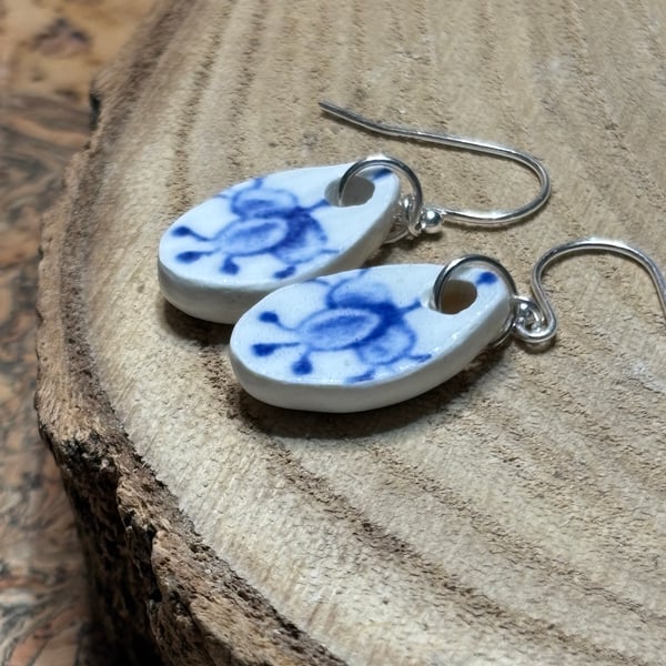 Handmade Earrings, Ceramic, Unique, Eco Christmas Gifts, Sterling Silver.