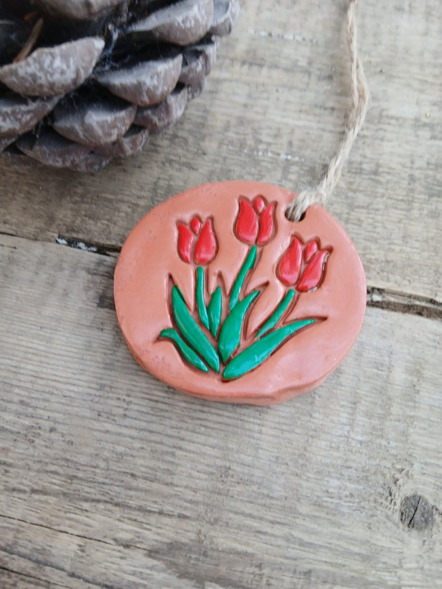 Red Tulip Terracotta Hanging Aromatherapy Diffuser