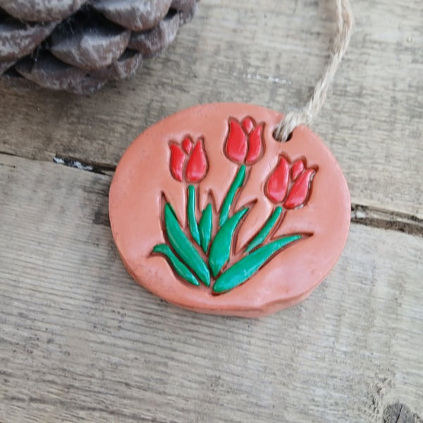 Red Tulip Terracotta Hanging Aromatherapy Diffuser