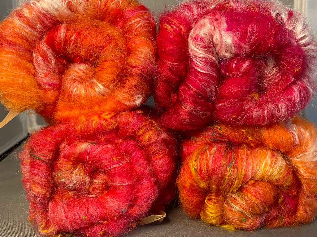 4 mini art batts - 100g total - hand dyed 