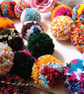 Wool Pompom Garland, Mixed Colours, Eclectic Bohemian Interiors, Nursery Decor.