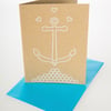 Anchor me down - mini greetings card in WHITE