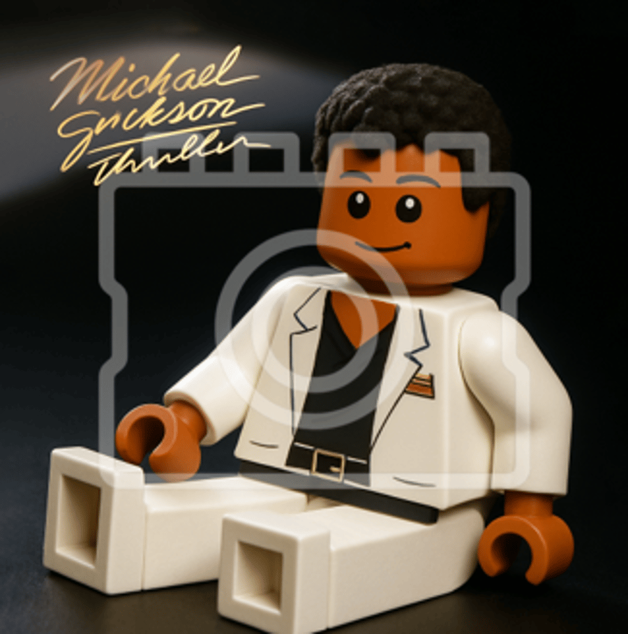 LEGO-Inspired Michael Jackson – Thriller 5x5" Print (Mounted for 9x9" Frame)