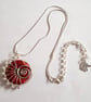 Silver Wirework Spiral Pendant with Red Ceramic Bead - Limited Edition - Image 2