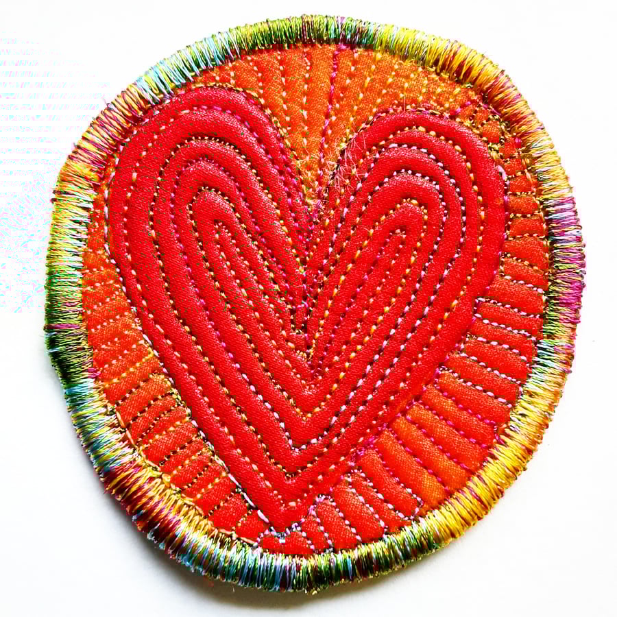 Textile Brooch Free Machine Embroidery 