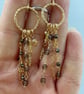 Dainty Hoop Dangle Earrings With Pyrite & Smokey Quartz  - Image 3