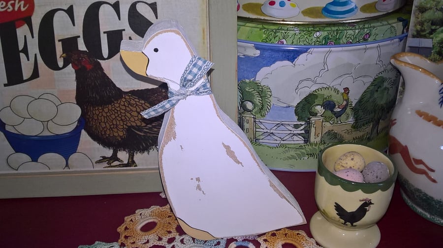 Handcrafted Wooden Freestanding Duck Goose Cath Kidston Paint Kitchen Shelf Gift