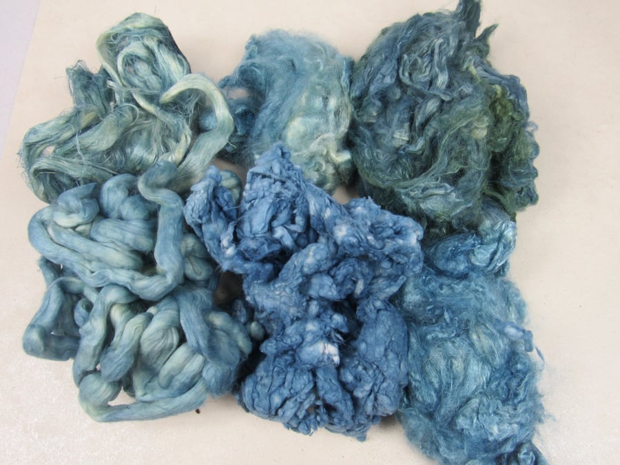 Natural Dye Mid Blue Indigo Mixed Plant Fibre Texture Craft Pack