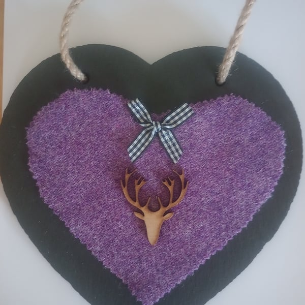 Harris Tweed and slate stag decoration