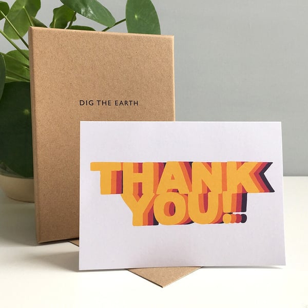 Thank You - Set Of 8 Colourful Repeat Type Greeting Cards With Optional Box