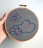 Three Clouds Hand Embroidery Wall Decoration Hoop Art - Image 3