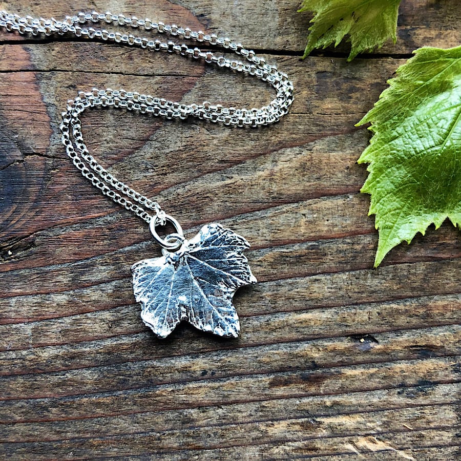 Sterling Silver Vine Leaf Necklace - Handmade Jewellery