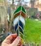Stained Glass Feather Suncatcher - Handmade Hanging Decoration - Mallard  - Image 2