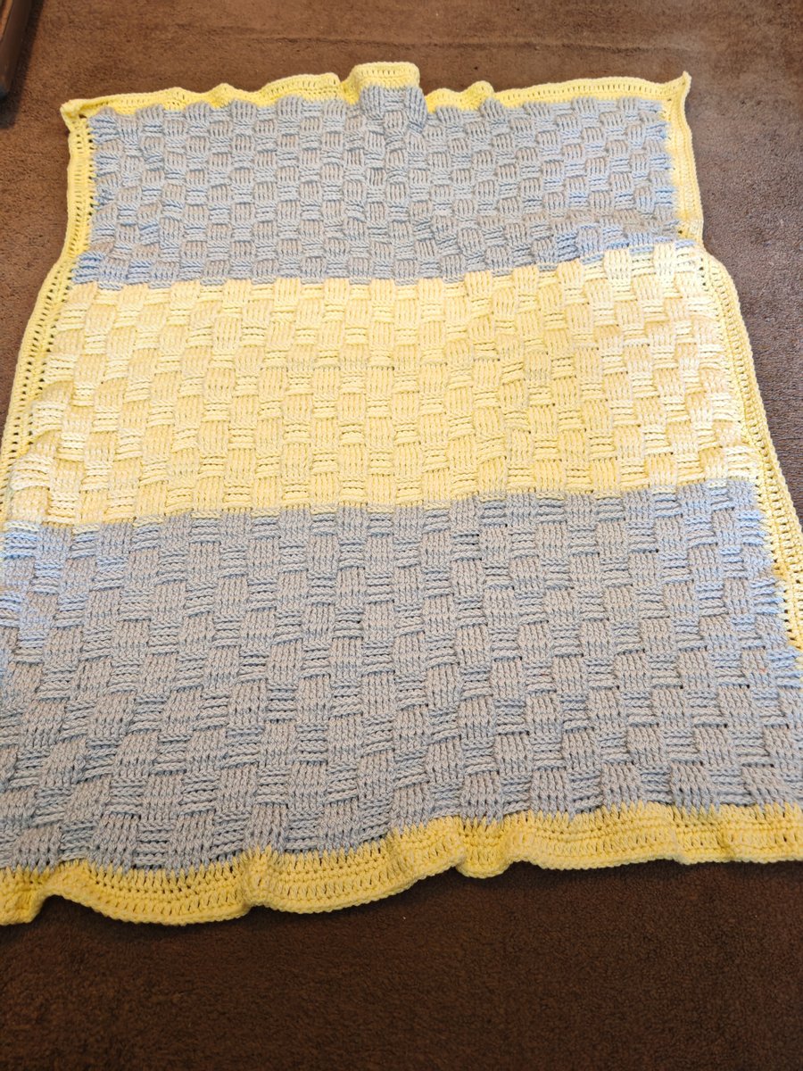 Stunning grey and yellow gender neutral baby blanket