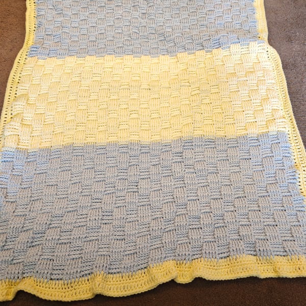 Stunning grey and yellow gender neutral baby blanket