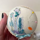 Hand Embroidered Pin Cushion, cupcake pincushion sewing gift