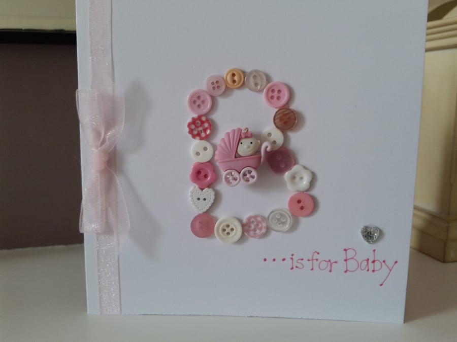 Cute baby girl button card