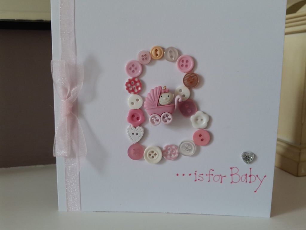 Cute baby girl button card
