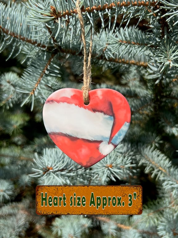 Christmas Tree Decoration – Handmade Ornament cute Santa hat Gift Keepsake