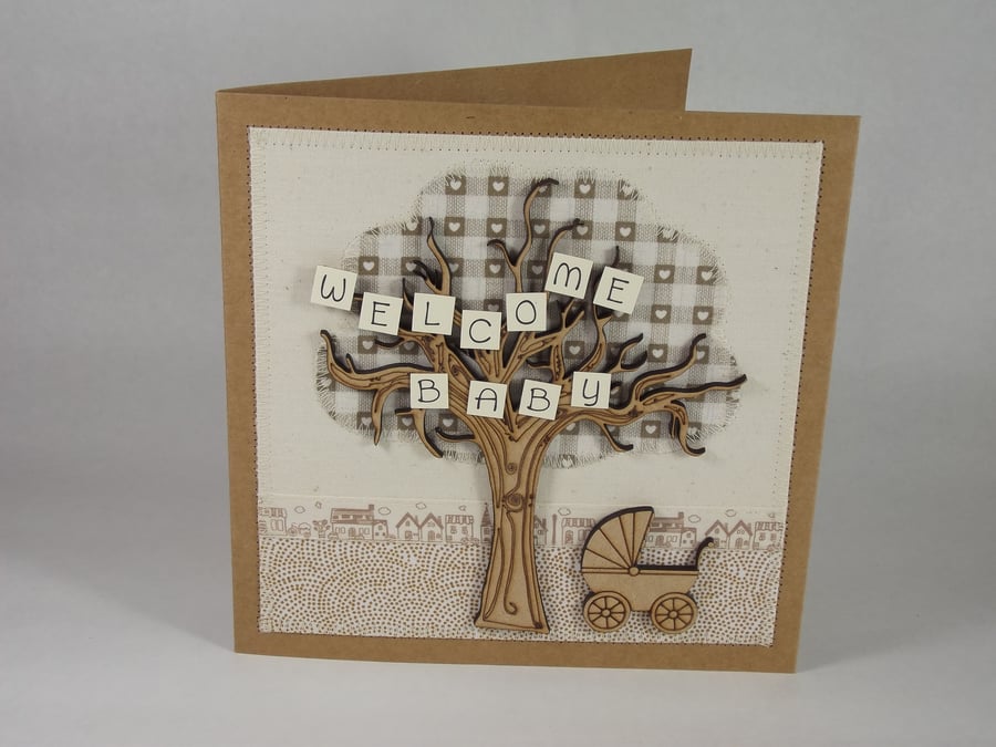 Welcome Baby Fabric New Baby card