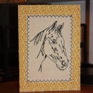 Horse head with a textured border