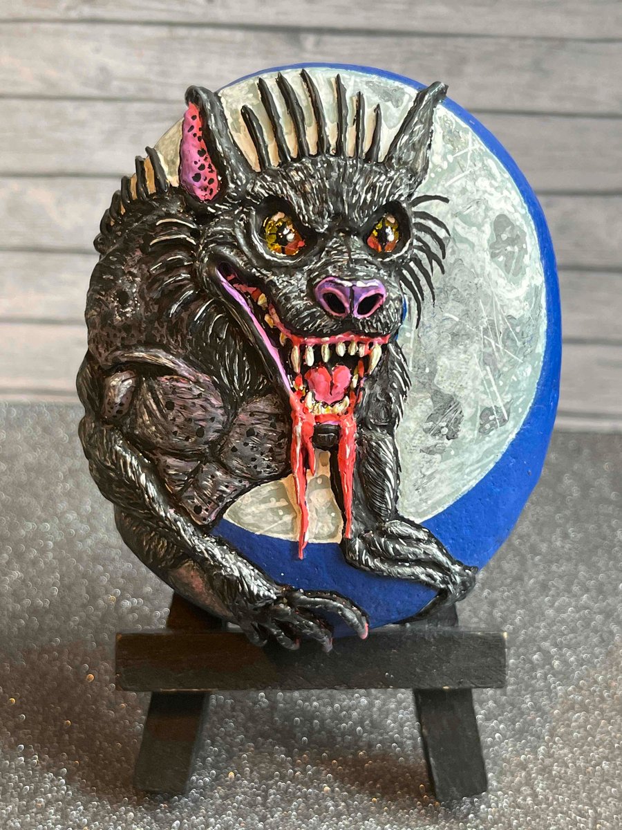 Hand painted and part sculpted Baby Dragon stone 