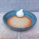 Garlic grating dish grater bowl for bread dipping hand thrown stoneware pottery 
