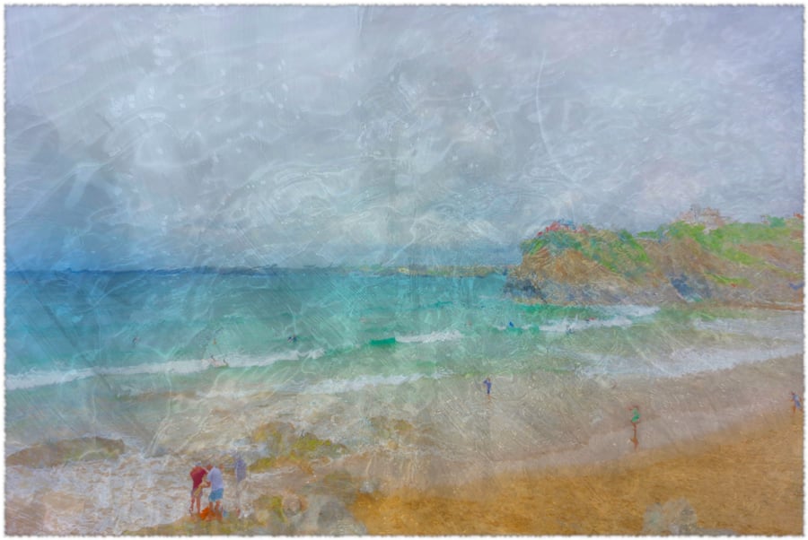 Picture Towan Beach, Newquay Print, Digital Art Print Cornwall
