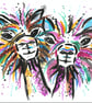 Anniversary, wedding, engagement, love, couple. Alpaca Couple. Llama painting - Image 5