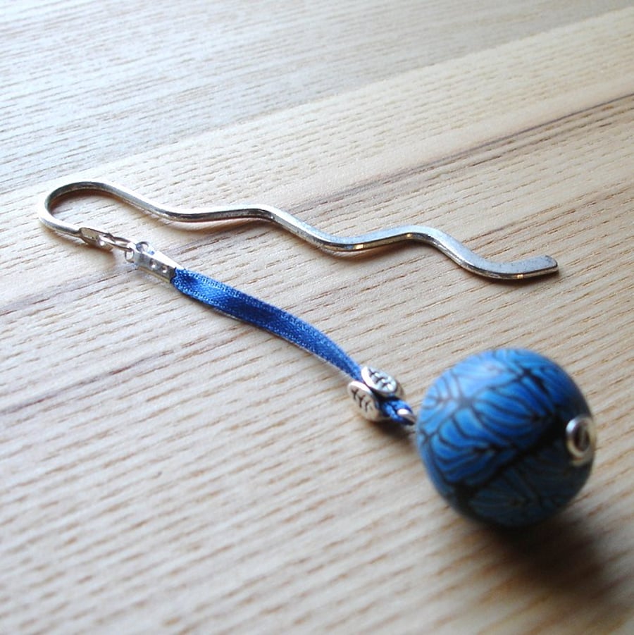 Blue and Black Large Bead Bookmark