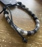 Handmade Black & White Woven Friendship Bracelet - Adjustable - Image 1