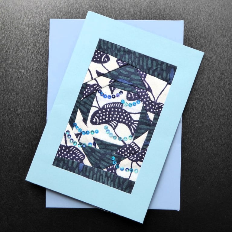 Individually Hand Crafted Textile  Blank Card