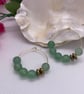 Gold plated hoops with Green Aventurine beads - Image 1