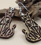 Mismatched Geometric Cat Earrings - Handmade Wooden Statement Jewellery Gift - Image 8