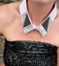 Luxe White & Black Detachable Statement Collar - Upcycled Crystal Neckcessory - Image 6