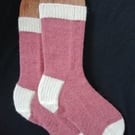 Socks, hand knitted, adult size 4-5 - Alpaca Wool blend